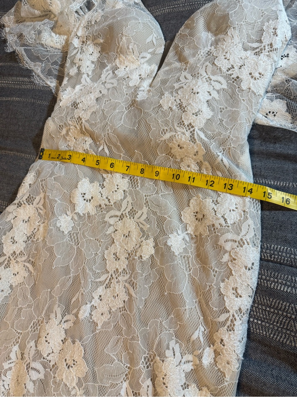 Lillian West Fit-and-Flare Lace Wedding Dress - Ivory - Picture 16 of 17